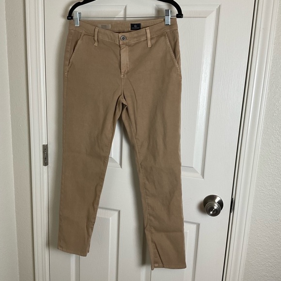 Ag Adriano Goldschmied Womens Khaki Pants tailored Trousers Size 28R - Picture 2 of 13